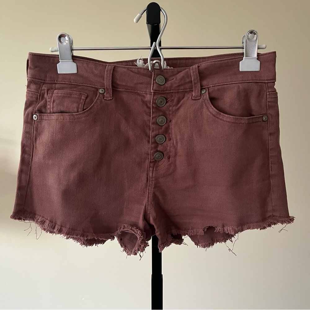 Women's Mauve Button Shorts